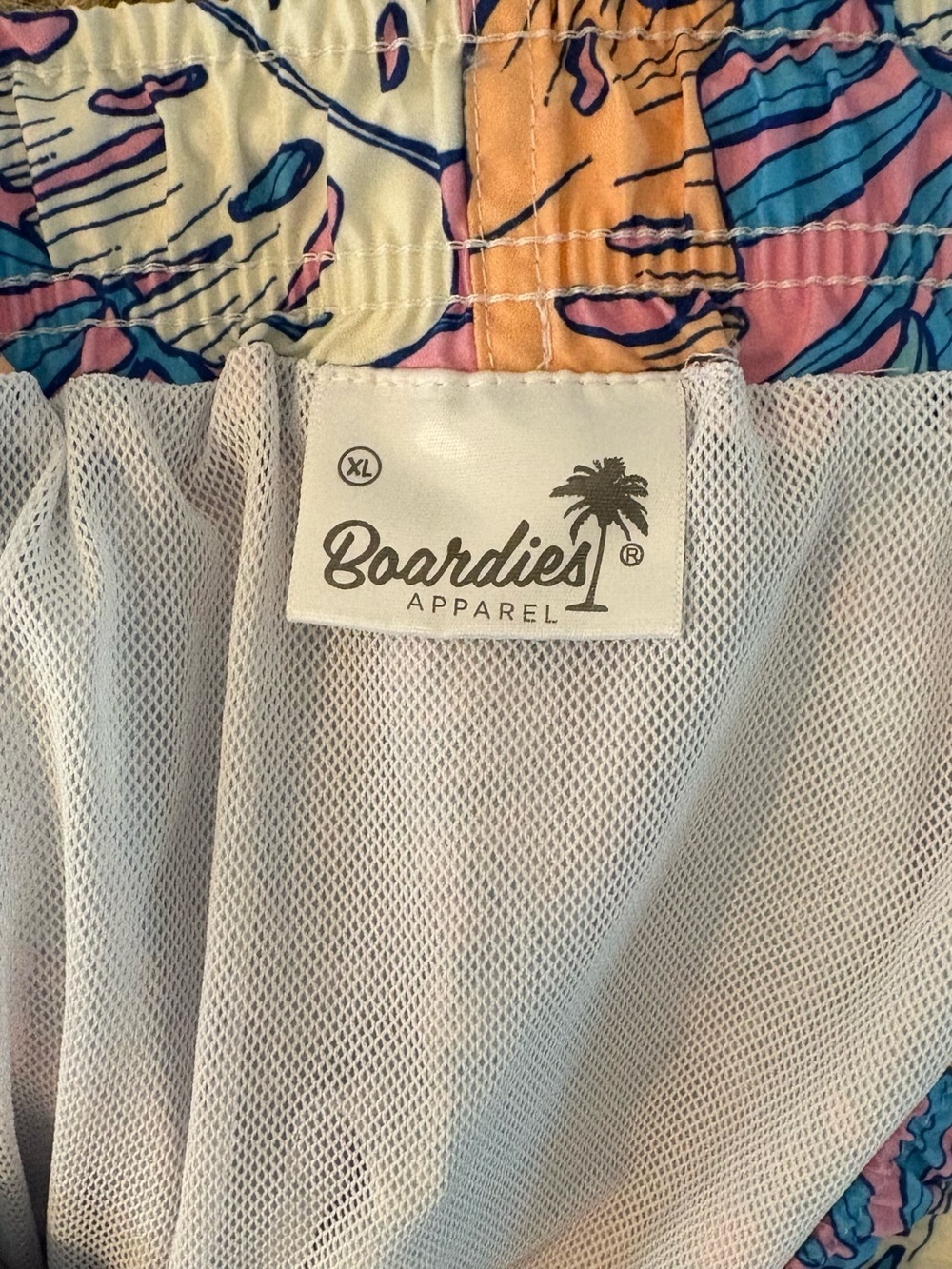 Men's Tropical Print Swim Trunks - Pink Multi - Picture 6 of 6